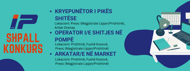 Kryepunëtor i pikës shitëse (1), Arkatar/e në market (1), Operator i/e shitjes në pompë (1)